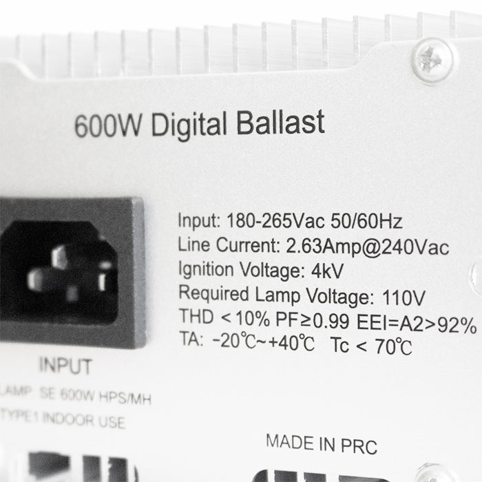 Budget Digital Dimmable 600W Ballast Side Profile for Hydroponic Lighting