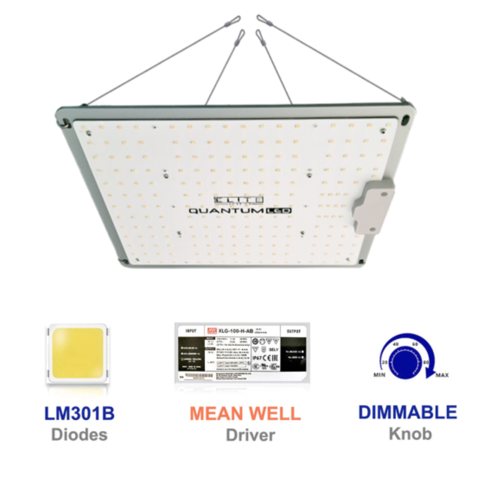 Elite Quantum 100W LED grow light hanging for hydroponics with Samsung diodes
