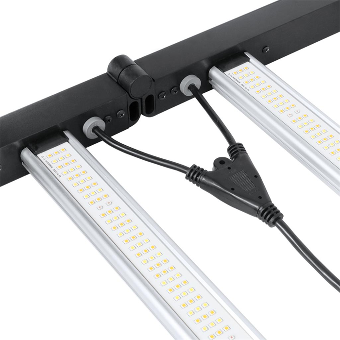 LUMii BLACK LED 720W 6 Bar Fixture wires for hydroponics and full-spectrum growth.