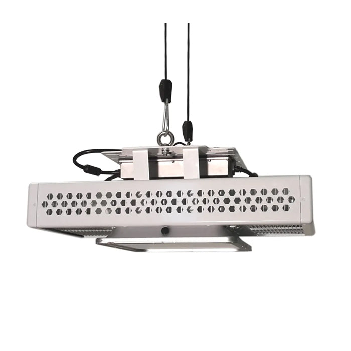 Hanging View of Spectrum King SK602 640W LED grow light for hydroponic lighting